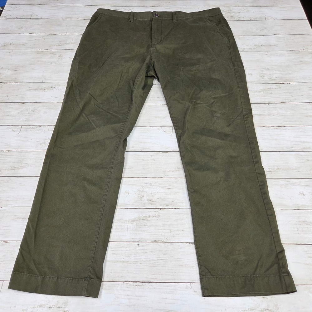 Tailor Vintage Mens‎ Olive Green Chino Pants Straight Leg 38x30 Casual Trousers